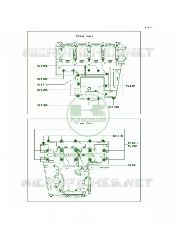 Crankcase Bolt Pattern Kawasaki MOTOS 1000 2006 Z1000  ZR1000A6F