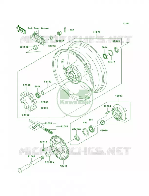 Rear WheelChain Kawasaki MOTOS 1000 2006 Z1000  ZR1000A6F