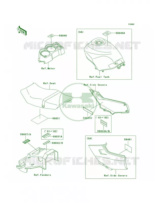 Labels Kawasaki MOTOS 250 2005 Ninja 250R  EX250-F19