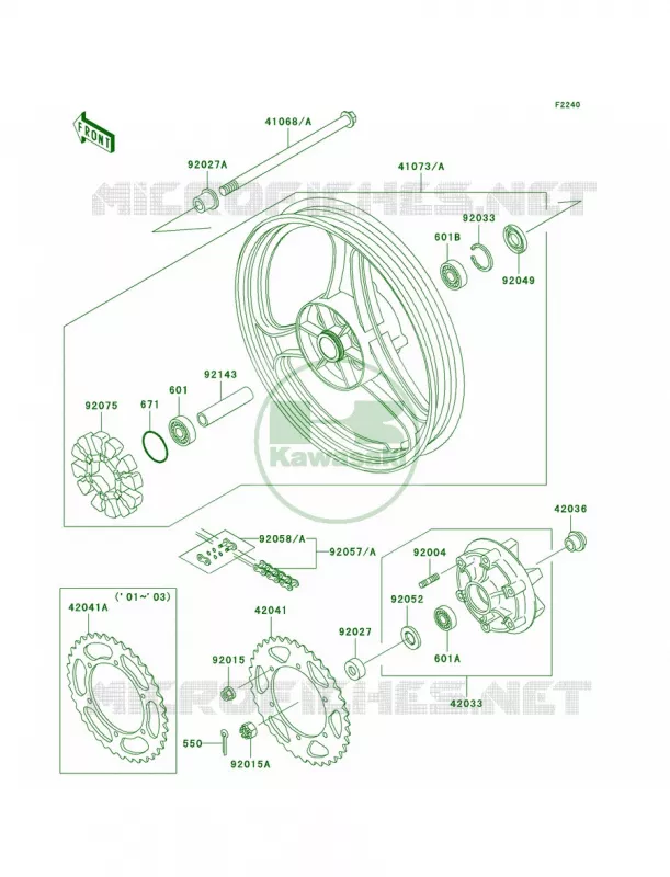 Rear WheelChain Kawasaki MOTOS 250 2005 Ninja 250R  EX250-F19