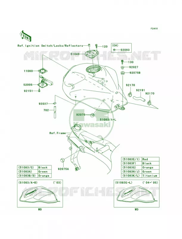 Fuel Tank Kawasaki MOTOS 1000 2005 Z1000  ZR1000-A3