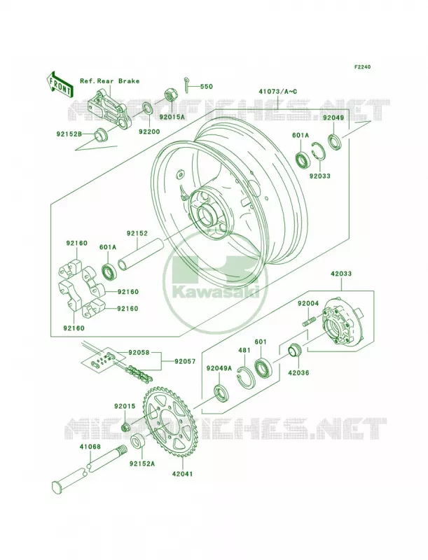 Rear Hub Kawasaki MOTOS 1000 2005 Z1000   ZR1000-A3H