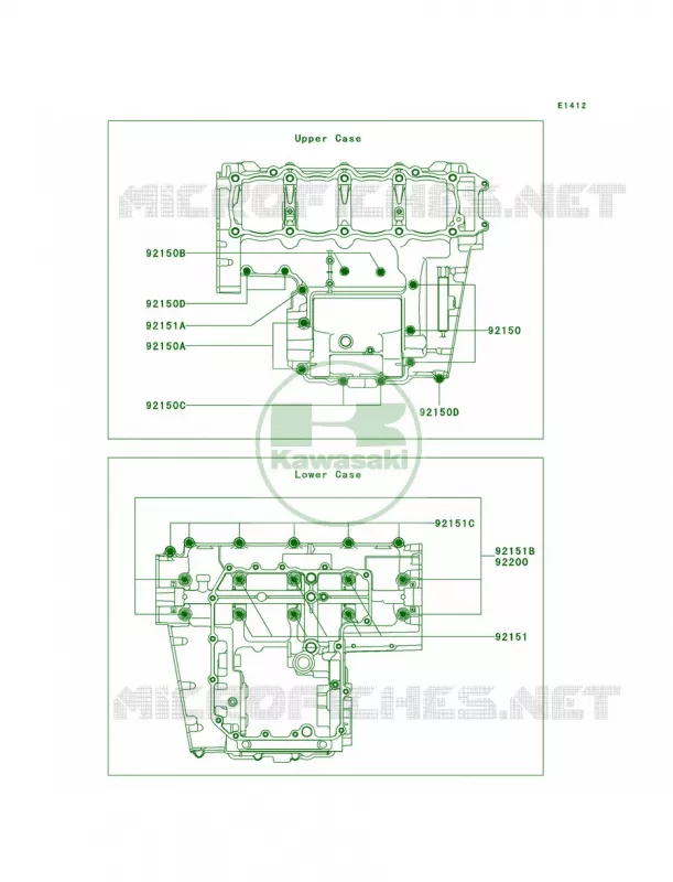 Crankcase Bolt Pattern Kawasaki MOTOS 750 2005 Z750S  ZR750-K1