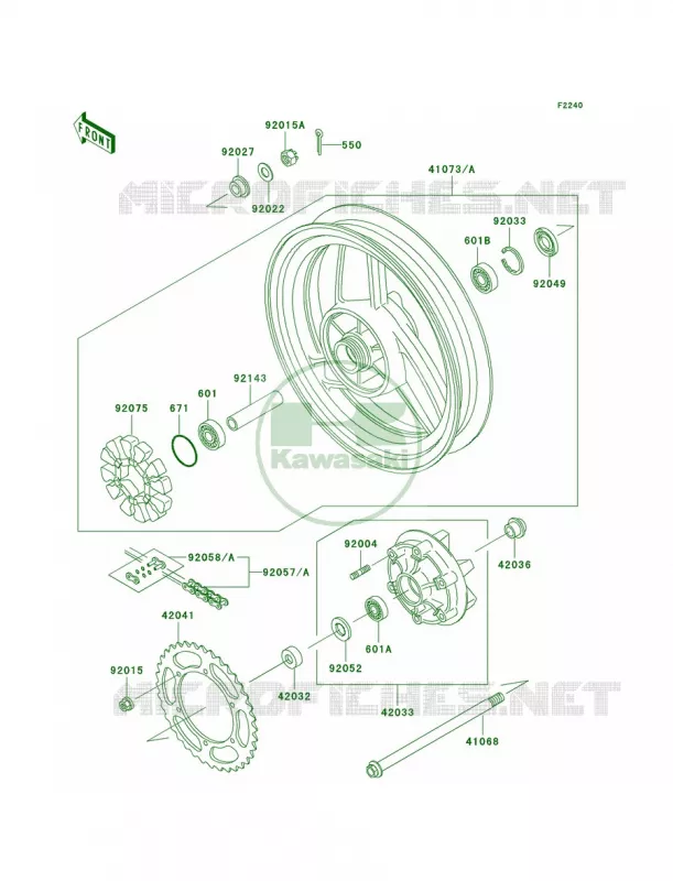 Rear WheelChain Kawasaki MOTOS 500 2004 Ninja 500R  EX500-D11