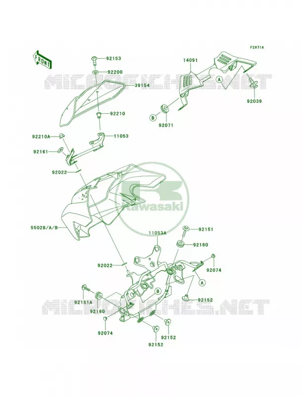 CowlingA3H Kawasaki MOTOS 1000 2004 Z1000   ZR1000-A2H