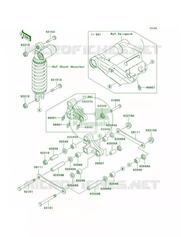 Suspension Kawasaki MOTOS 1000 2004 Z1000   ZR1000-A2H