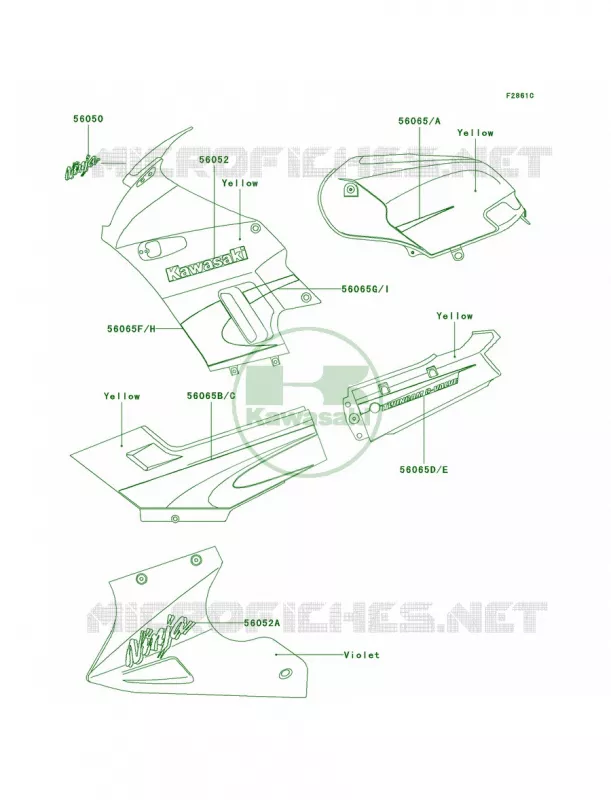 DecalsYellowF16F17 Kawasaki MOTOS 250 2003 Ninja 250R  EX250-F17