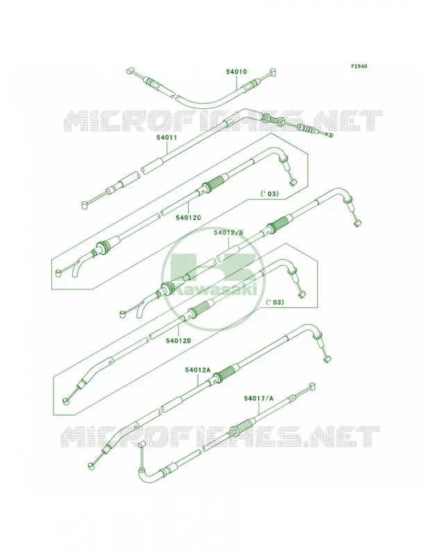 Cables Kawasaki MOTOS 1000 2003 Z1000  ZR1000-A1