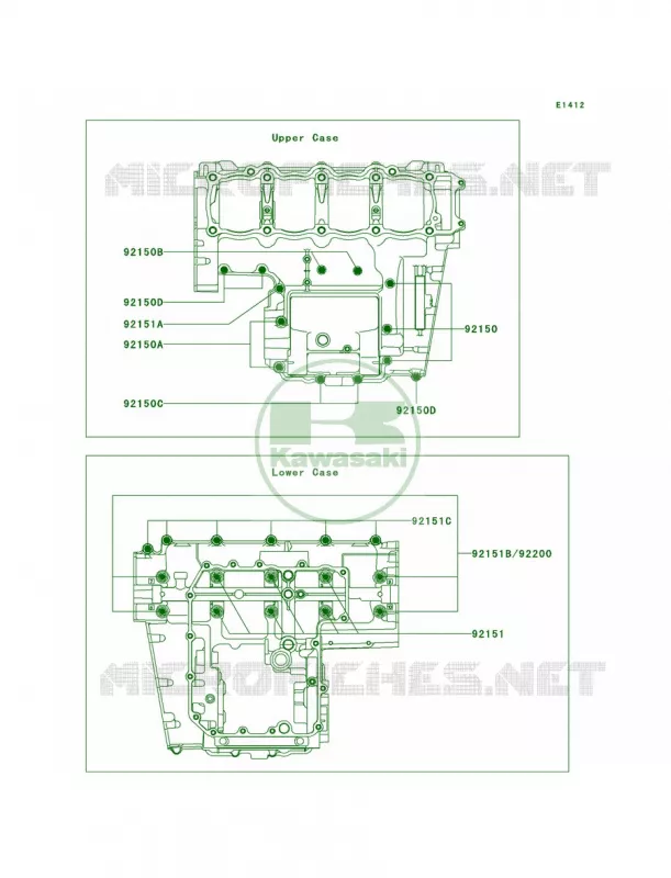 Crankcase Bolt Pattern Kawasaki MOTOS 1000 2003 Z1000  ZR1000-A1
