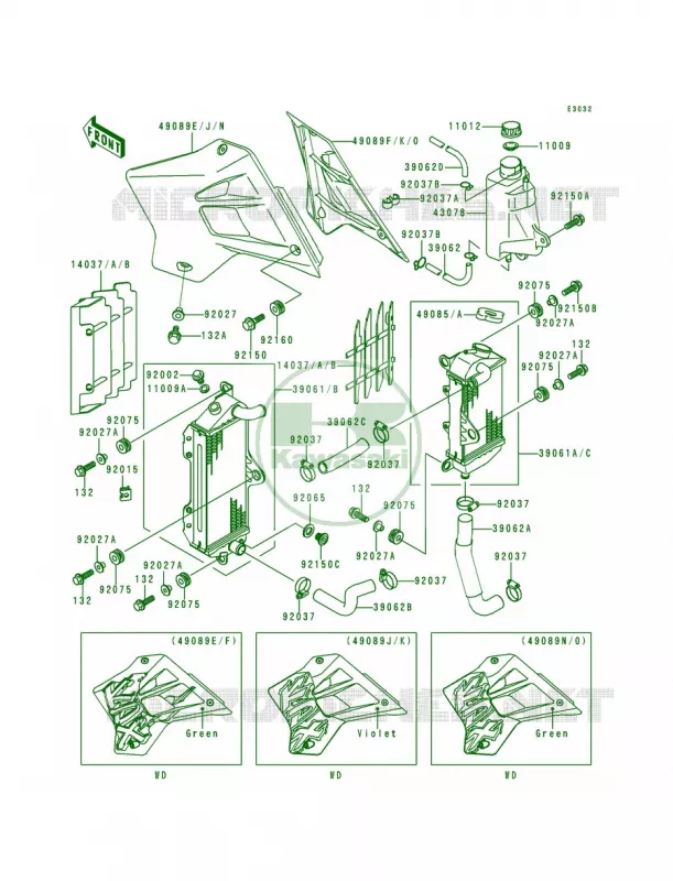 RadiatorKDX200-H1-H3 Kawasaki MOTOS 200 1997 KDX200  KDX200-H3