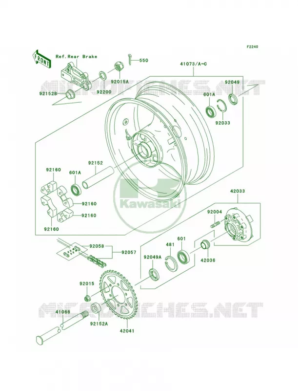 Rear Hub Kawasaki MOTOS 1000 2003 Z1000   ZR1000-A1H