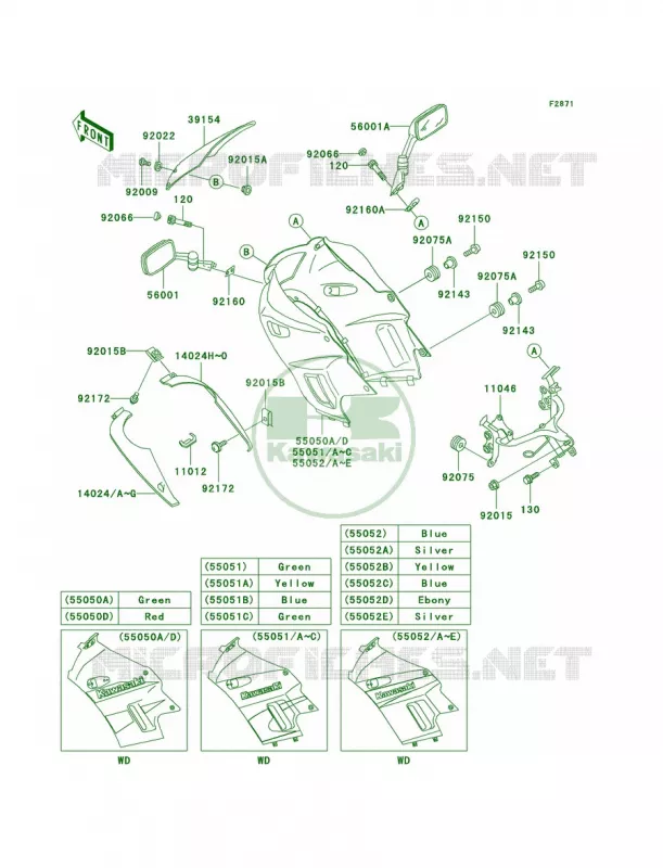 Cowling Kawasaki MOTOS 250 2002 Ninja 250R  EX250-F16