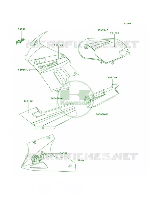 DecalsYellowF18 Kawasaki MOTOS 250 2002 Ninja 250R  EX250-F16
