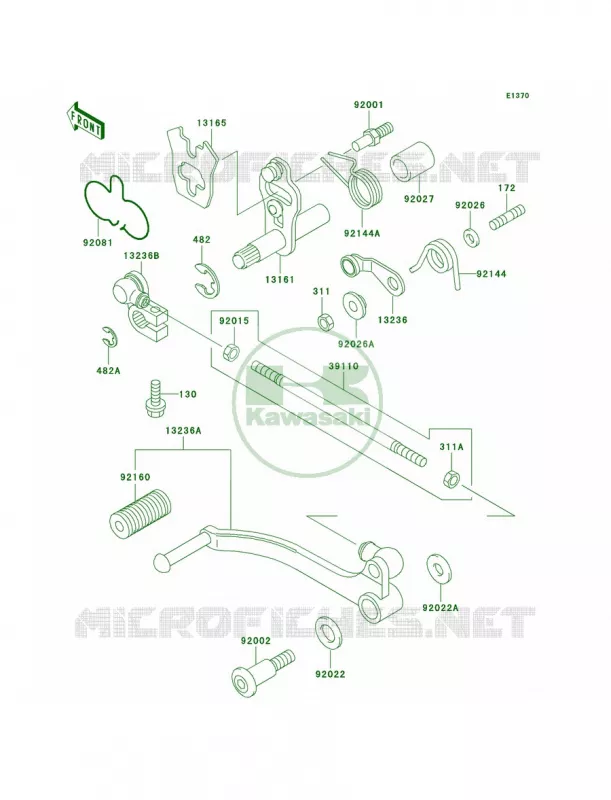 Gear Change Mechanism Kawasaki MOTOS 500 2002 Ninja 500R  EX500-D9