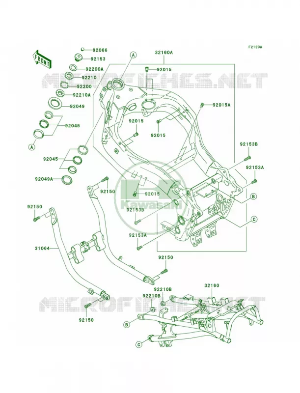 FrameC3C4 Kawasaki MOTOS 1200 2002 ZZR1200  ZX1200-C1