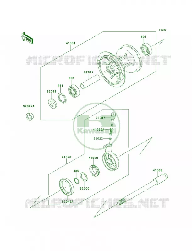 Front Hub Kawasaki MOTOS 220 1997 KDX220R  KDX220-A4