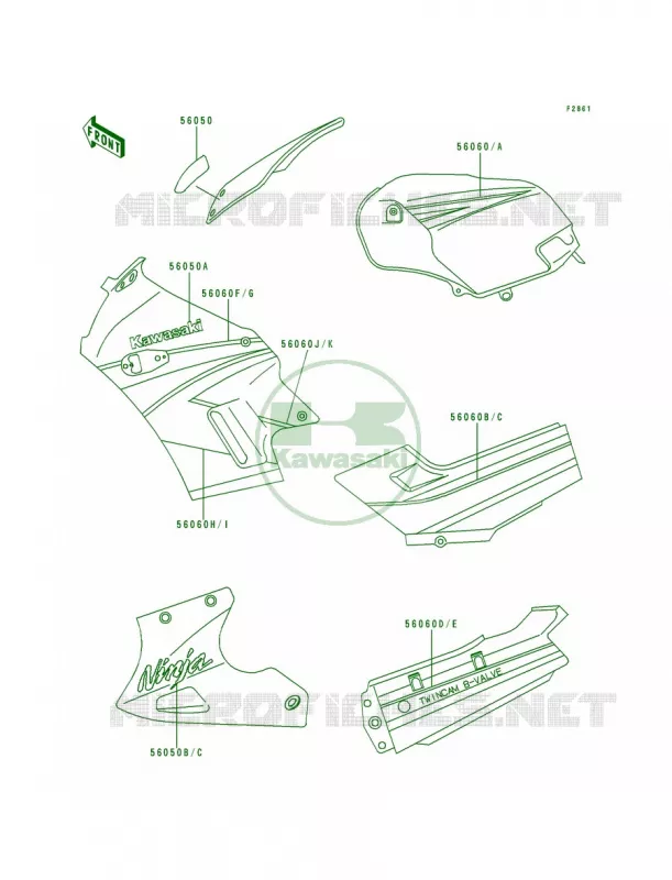 DecalsEbonyEX250-F10 Kawasaki MOTOS 250 2000 Ninja 250R  EX250-F14