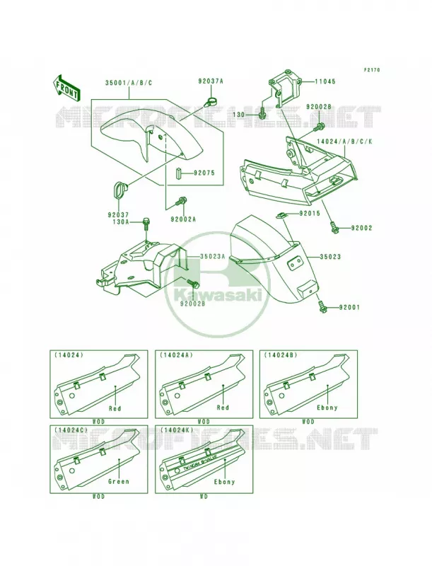 Fenders Kawasaki MOTOS 250 2000 Ninja 250R  EX250-F14