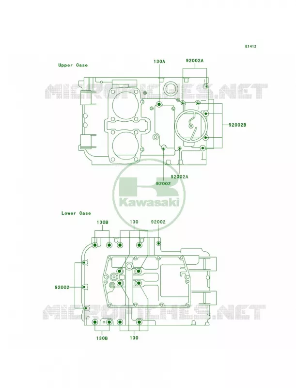 Crankcase Bolt Pattern Kawasaki MOTOS 500 2000 Ninja 500R  EX500-D7