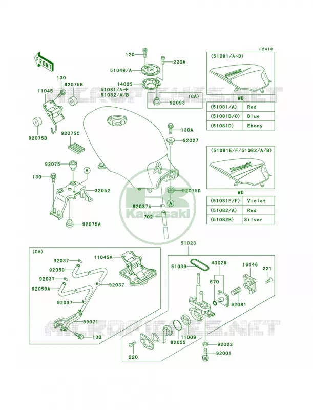 Fuel Tank55 Kawasaki MOTOS 500 2000 Ninja 500R  EX500-D7