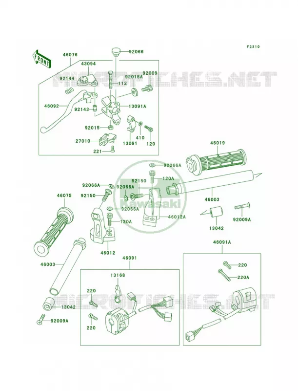 Handlebar Kawasaki MOTOS 500 2000 Ninja 500R  EX500-D7