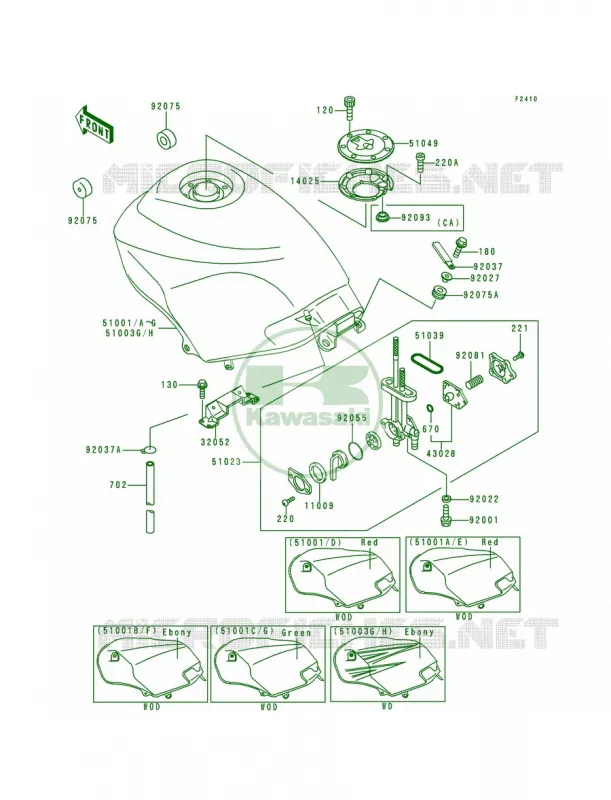 Fuel Tank Kawasaki MOTOS 250 1998 Ninja 250R  EX250-F12
