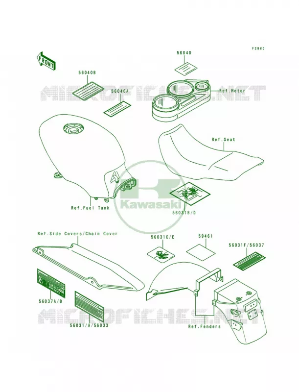 Labels Kawasaki MOTOS 500 1998 Ninja 500R  EX500-D5