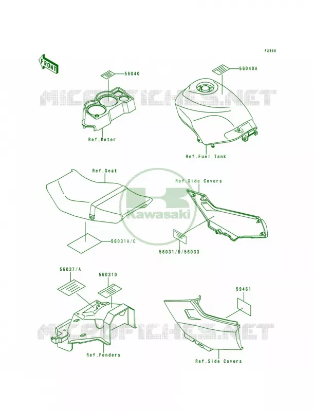 Labels Kawasaki MOTOS 250 1997 Ninja 250R  EX250-F11