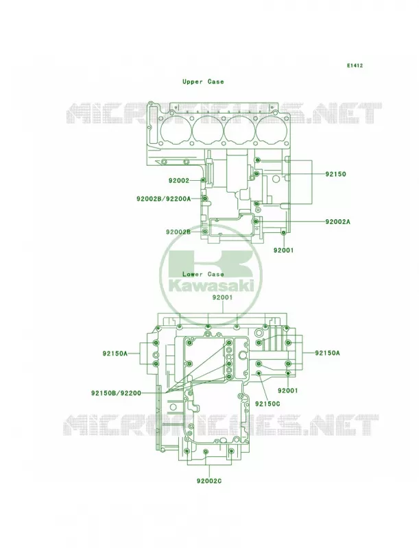 Crankcase Bolt Pattern Kawasaki MOTOS 1100 1997 GPZ 1100  ZX1100-E3