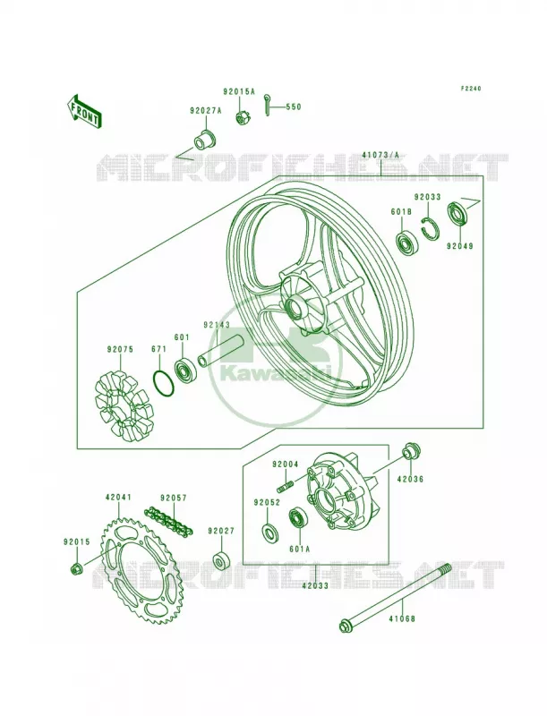 Rear WheelChain Kawasaki MOTOS 250 1996 Ninja 250R  EX250-F10
