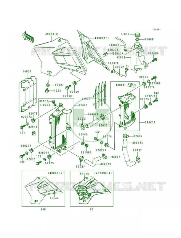 RadiatorKDX200-H4H5 Kawasaki MOTOS 200 1996 KDX200  KDX200-H2