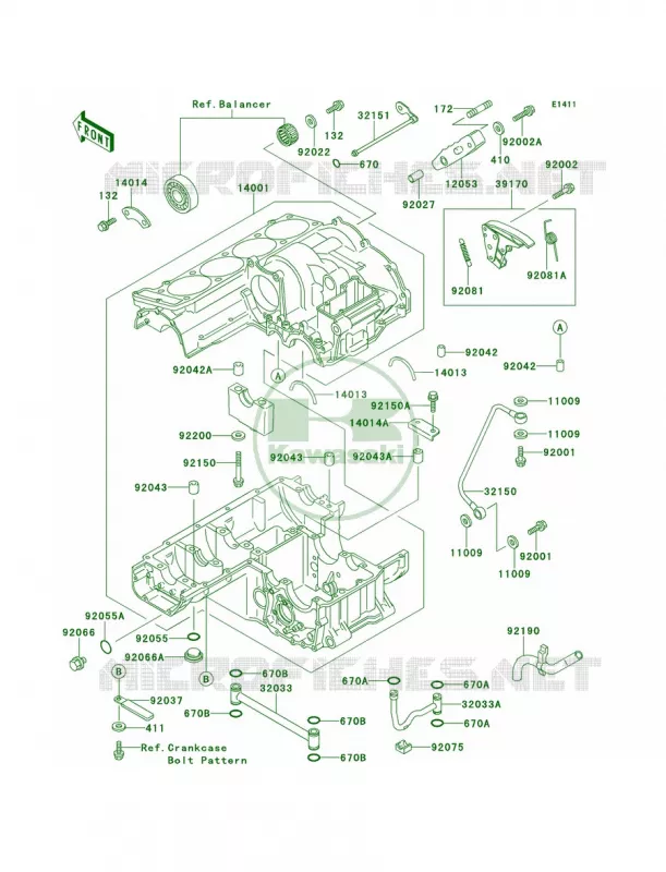 Crankcase Kawasaki MOTOS 1100 1996 GPZ 1100  ZX1100-E2