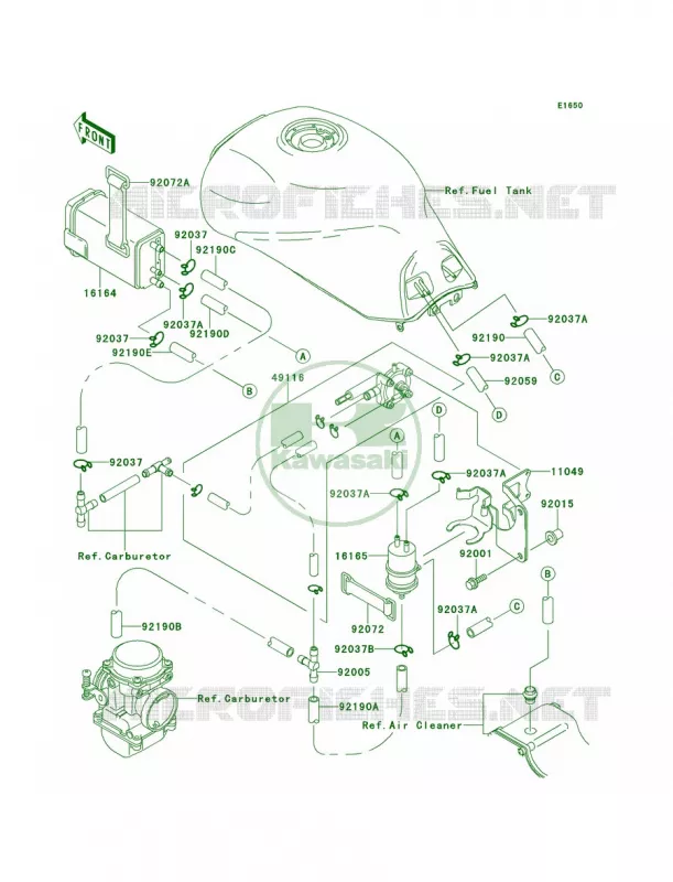 Fuel Evaporative System Kawasaki MOTOS 1100 1996 GPZ 1100  ZX1100-E2