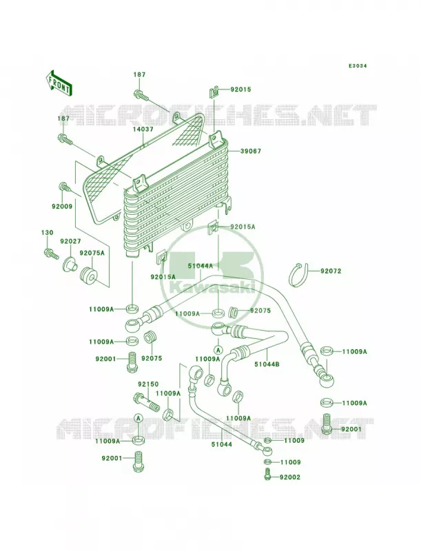 Oil Cooler Kawasaki MOTOS 1100 1996 GPZ 1100  ZX1100-E2