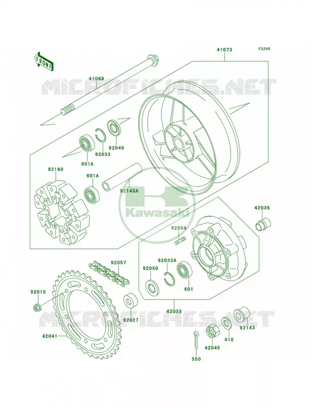 Rear WheelChain Kawasaki MOTOS 1100 1996 GPZ 1100  ZX1100-E2