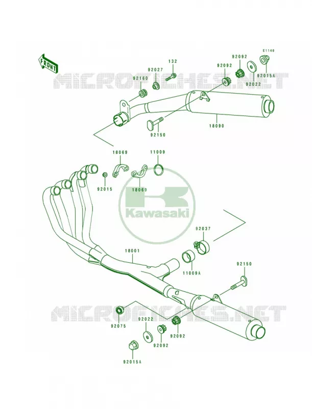 Mufflers Kawasaki MOTOS 1100 1996 GPZ 1100 ABS  ZX1100-F1