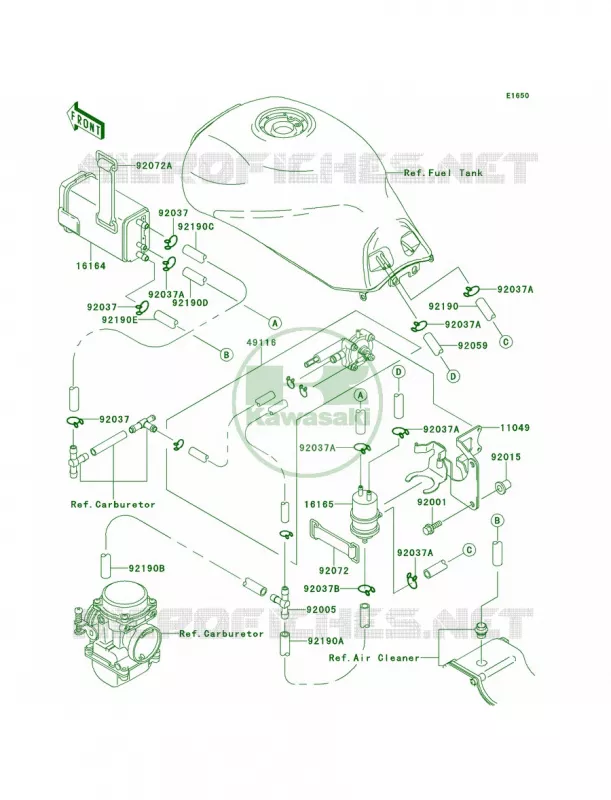 Fuel Evaporative System Kawasaki MOTOS 1100 1995 GPZ 1100  ZX1100-E1
