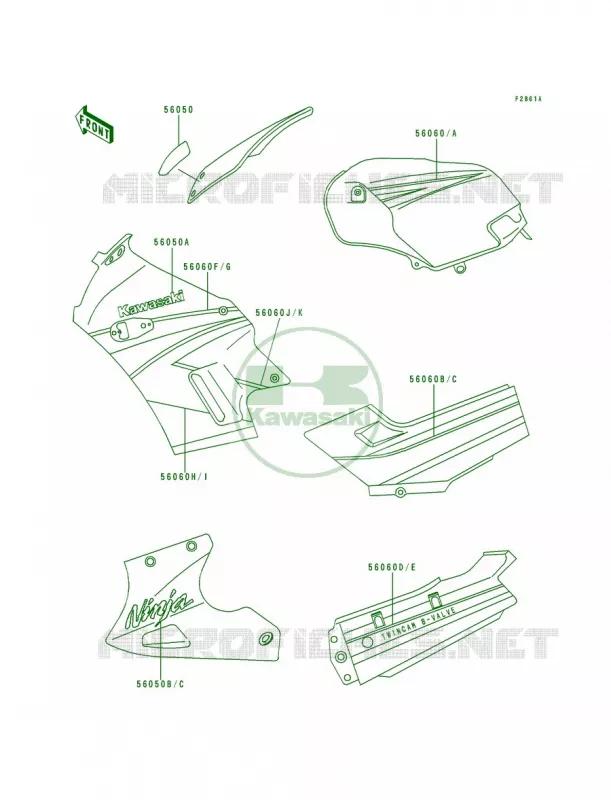 DecalsEbony Kawasaki MOTOS 250 1994 Ninja 250R  EX250-F8