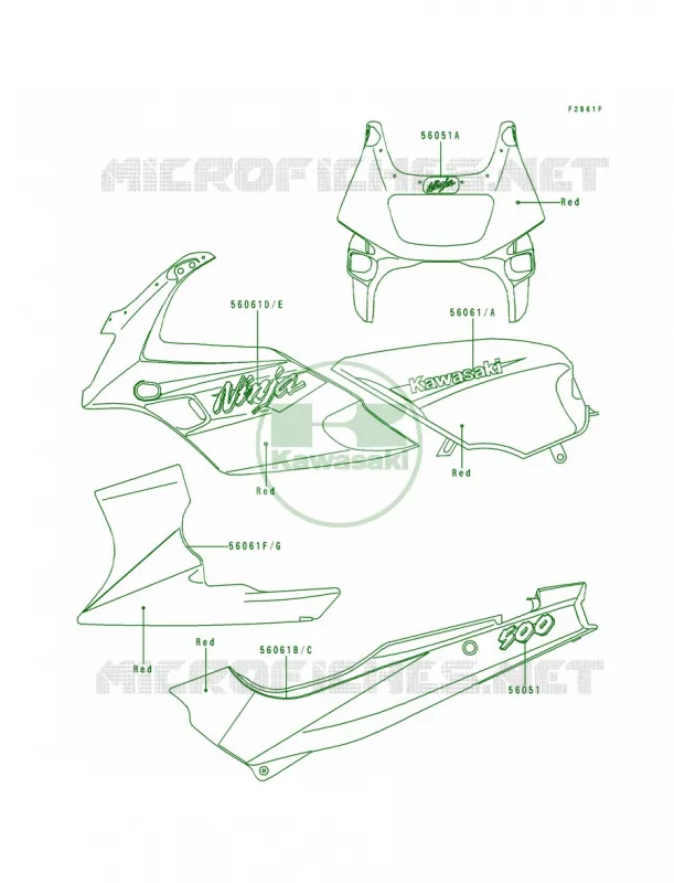 DecalsRedEX500-D4 Kawasaki MOTOS 500 1994 Ninja 500  EX500-D1