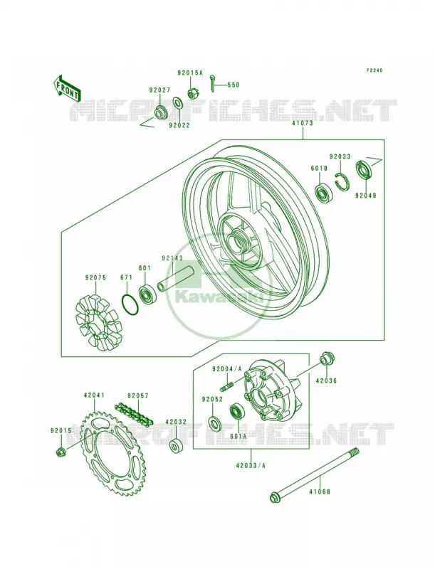 Rear WheelChain Kawasaki MOTOS 500 1994 Ninja 500  EX500-D1