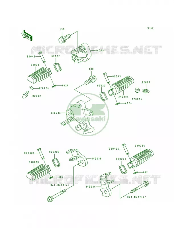 Footrests Kawasaki MOTOS 500 1993 EX500  EX500-A7