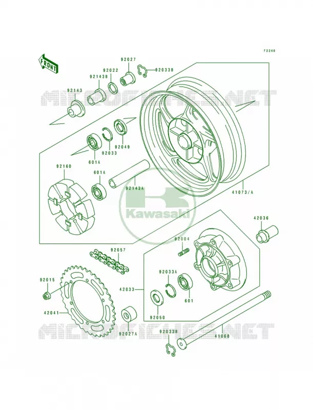 Rear WheelChain Kawasaki MOTOS 1100 1993 ZR1100 Zephyr  ZR1100-A2