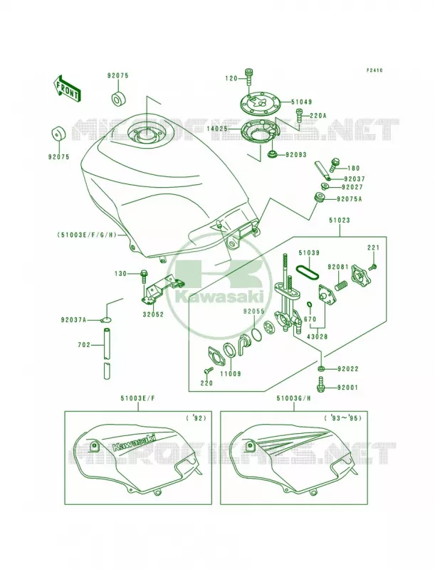 Fuel Tank Kawasaki MOTOS 250 1992 Ninja 250R  EX250-F6