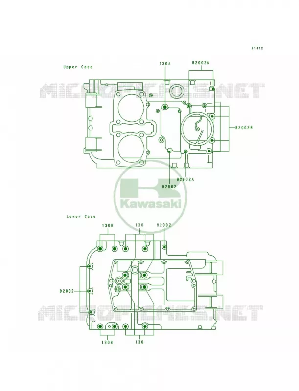 Crankcase Bolt Pattern Kawasaki MOTOS 500 1992 EX500  EX500-A6