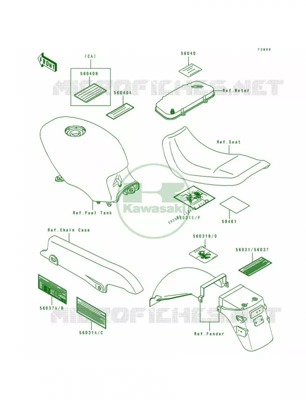 Labels Kawasaki MOTOS 500 1992 EX500  EX500-A6